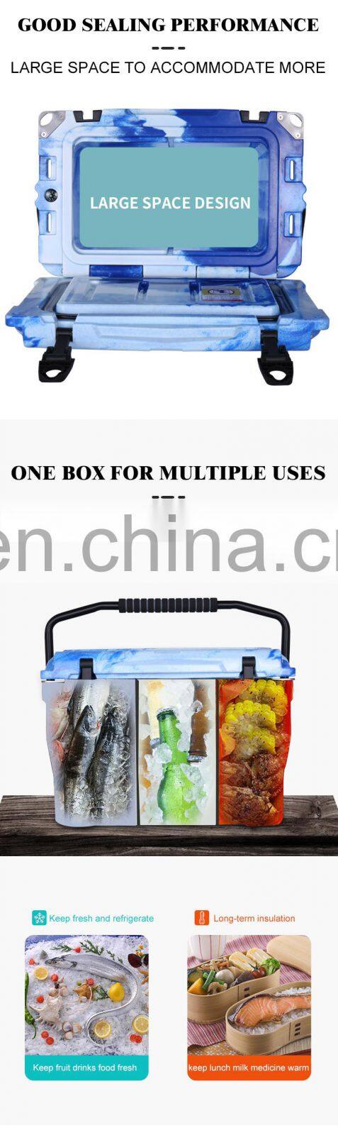 Hot Sell t Rote Cooler box Capacity camping fishing ice chest 20QT 35QT 45QT 60QT Differen for outdoor Hard thermal insulated