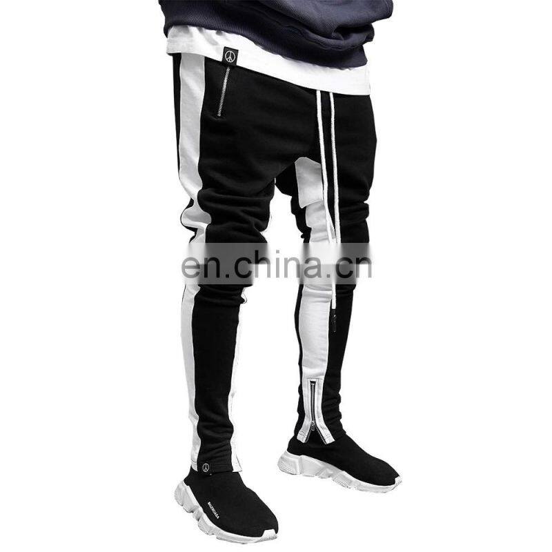 Summer drawstring trousers zipper double pocket long men's sports casual pants
