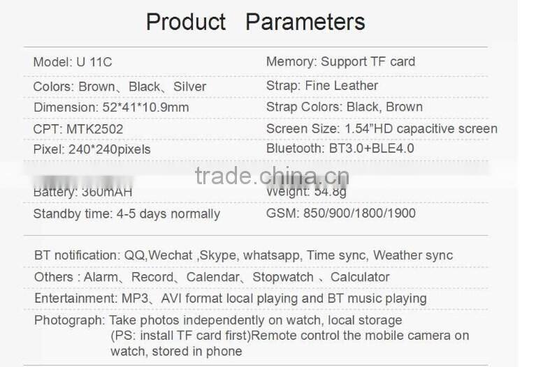 Bluetooth Smart U Watch U11C Wristwatch Separate Micro GSM SIM Card Slot For Andriod IOS iPhone Smartphone Men Women U11C smart