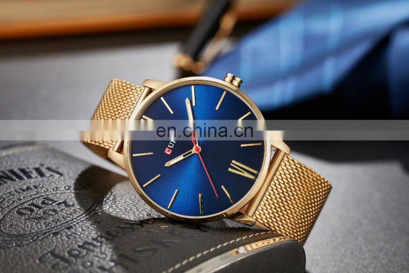 CURREN 8238 Roman Numerals Top Simple Minimalism Luxury Quartz Mesh Band Stainless Steel Wrist Watches For Men Relogio Masculino