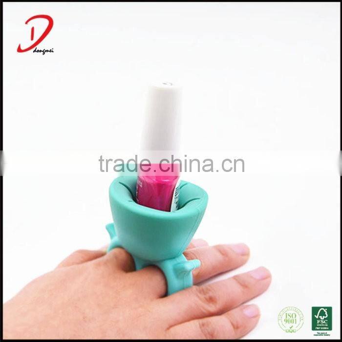 silicone wearable nail polish holder ,nail varnish bottle holder finger ring,silicone rubber finger ring