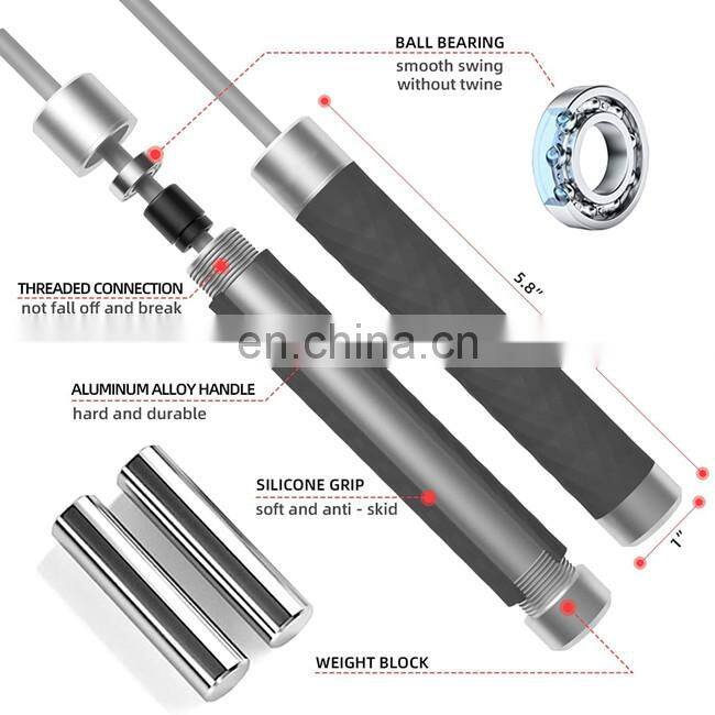 Professional Adjustable weighted Jump Rope with Aluminum Alloy Handle and Silicone Handle Coat