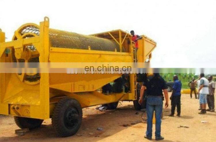 Mobile rotary scrubber trommel screen for gravel sand gold ore 10-200tph
