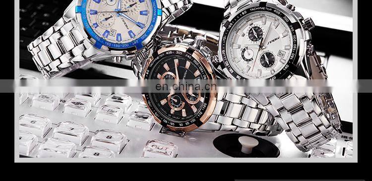 Sinobi Cool Chronograph Watch For Man Full Steel Band Wristwatch China Supplier Original Designer Reloj S9720G
