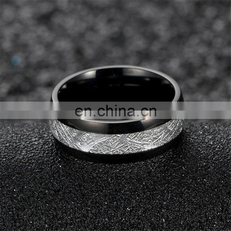 8mm Silk Grain Stainless Steel Ring For Men Women Jewelry