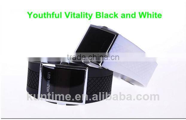 LED watch with rubber strap and alloy watch case