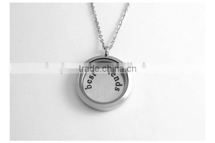 Floating lockets plates 2016 new trendy stainless steel window plate "best friends"