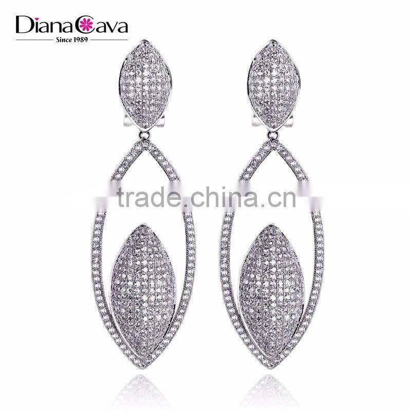 Elegant Big Party Jewelry Bling Deluxe Micro Pave Setting CZ Women Dressed Earrings