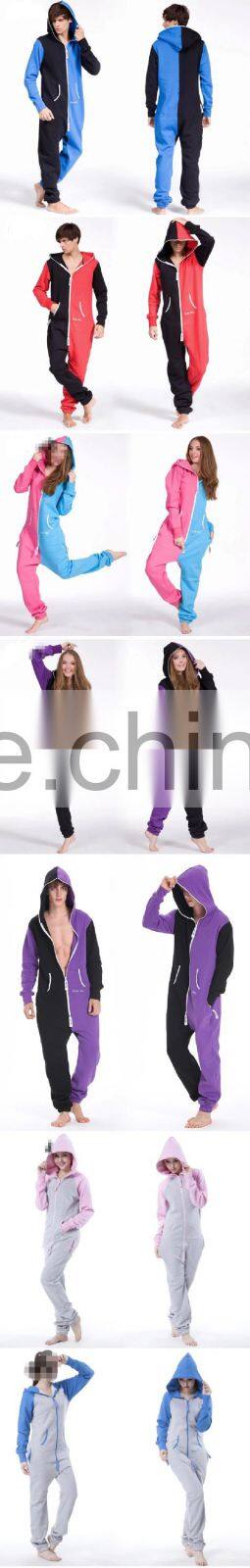 2015 OEM summer jumpsuits Color matching fleeces ladies conjoined pajamas