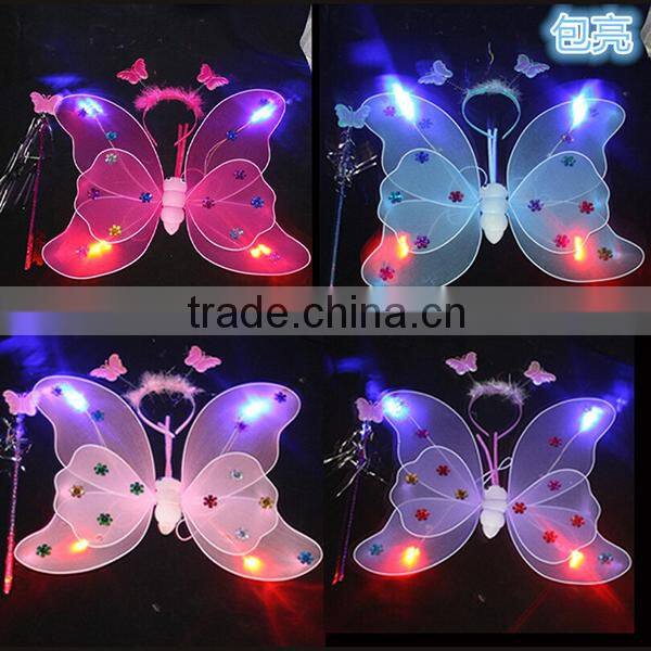 Wholesale cheap double layer fairy kids butterfly wings Halloween pink butterfly wing for sale