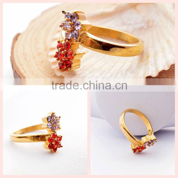 Alibaba in russian red stonne jewely twins flower diamond finger rings