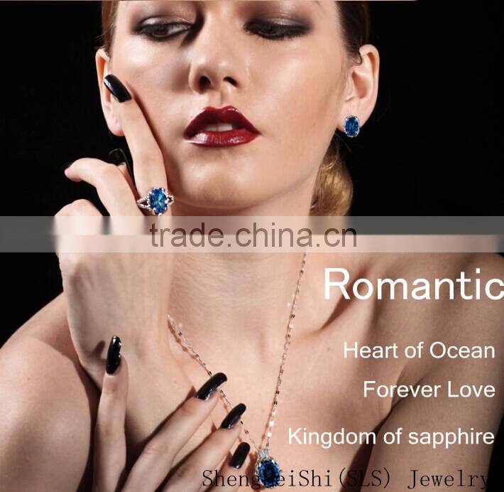 925 sterling silver jewelry wholesale Latest blue stone jewelry set type in 2015