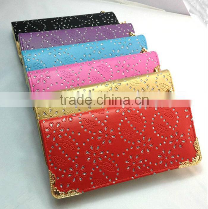 New eco-friendly pu diamond wallet ladies long style clutch purse
