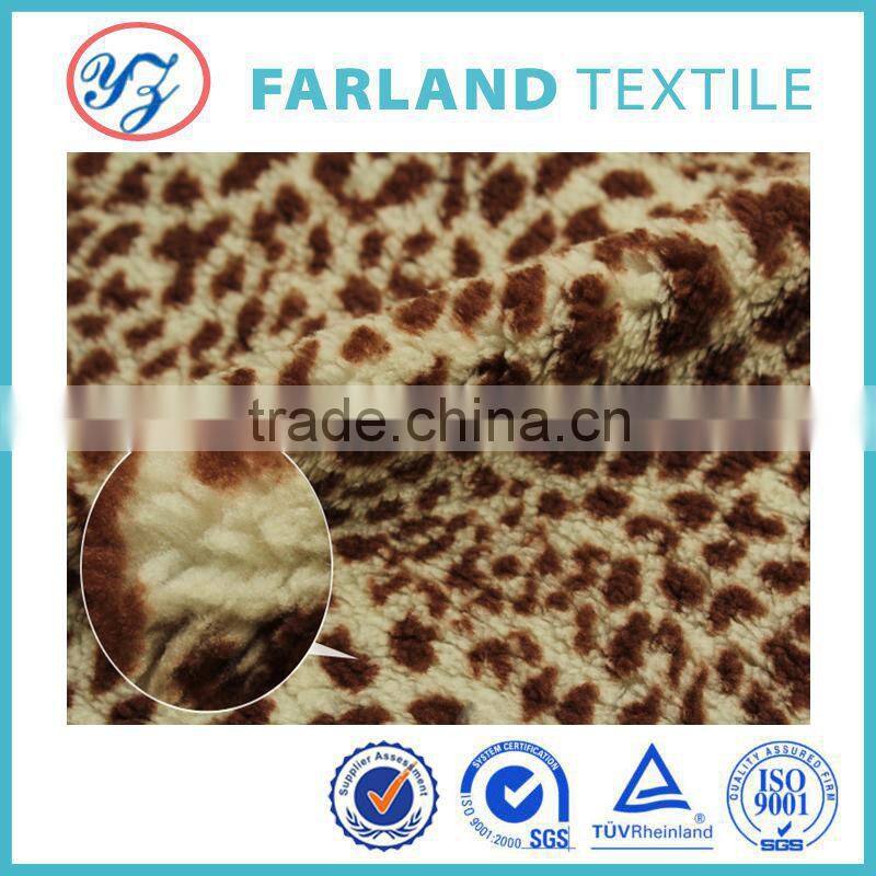 warm bedding set fabric leopard printed sherpa fleece fabric for art quilt,blanket