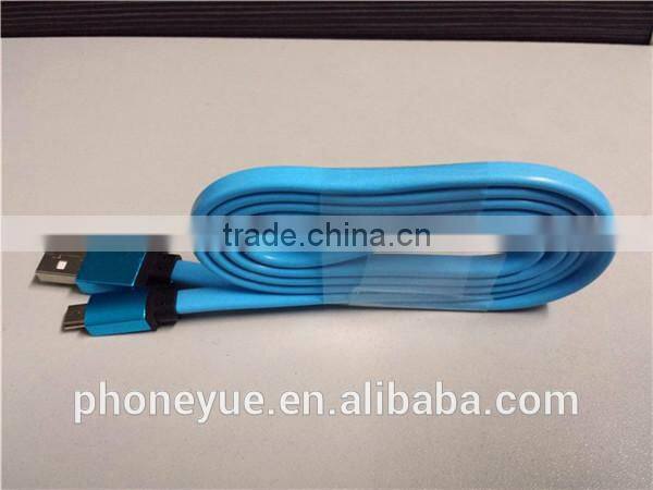 1m colorful aluminium alloy micro usb flat cable for samsung