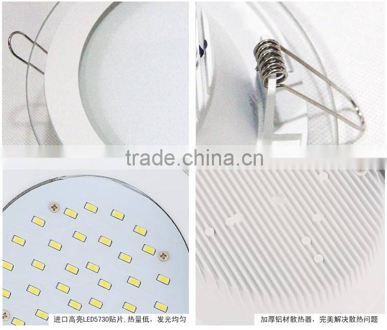Round Glass LED Panel Light 6w 12w 18w SMD5730 LED Round Kitchen Lamp LED Ceiling Light