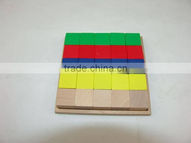 Preschool Educational Teaching Aids Wooden Toy 25pcs Cubes With Tray Education Sets