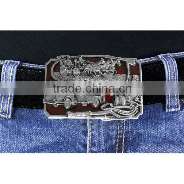 American Firefighters From Yesterday To Today With This Finely Sculpted And Enameled Pewter Belt Buckle