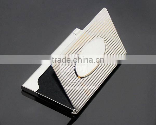 New Arrival High-Grade Name ID Card Box Organizer Lines Emboss Oval Metal Business Card Case Stainless Steel Card Holder
