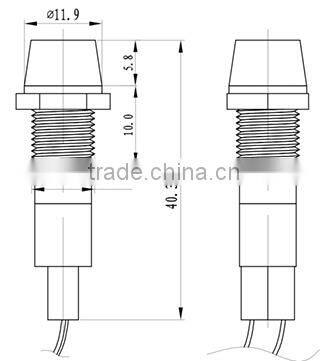 fast delivery 10mm diameter metal 12V green light led 220v signal lamp with wire