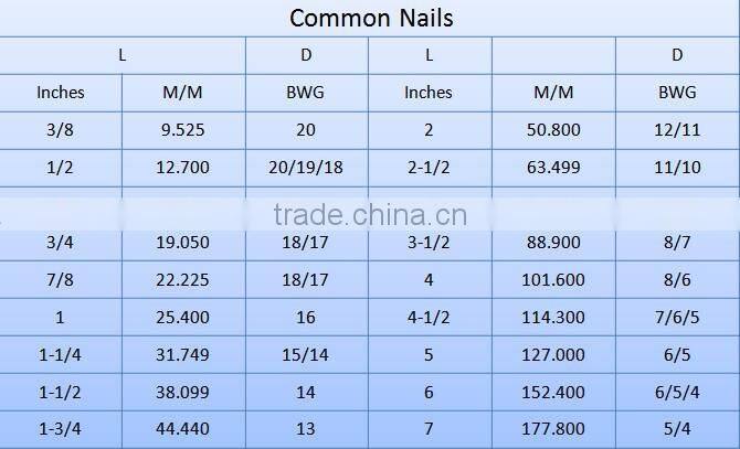 1-5 inches galvanized concrete nail for wall