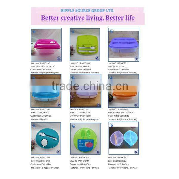 Custom Logo BPA Free Plastic food container 3 compartment microwave