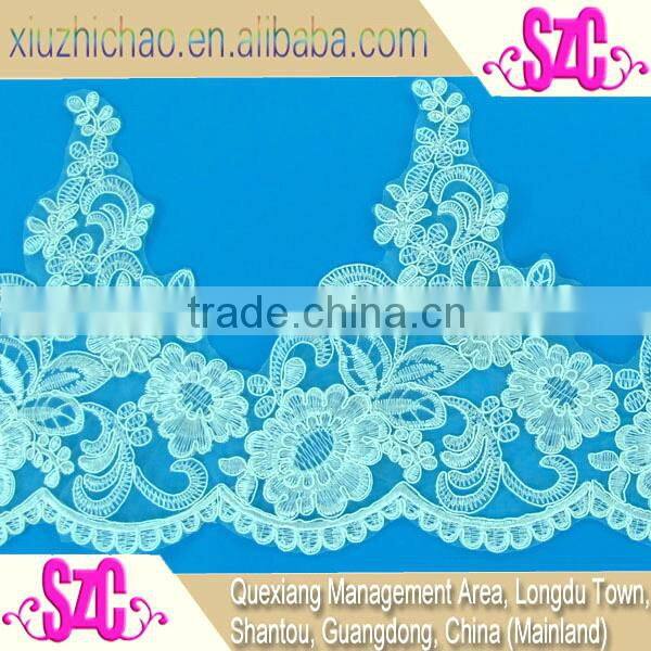 X0200-16(0.9) evening dress black embroidery polyester lace trims cording applique