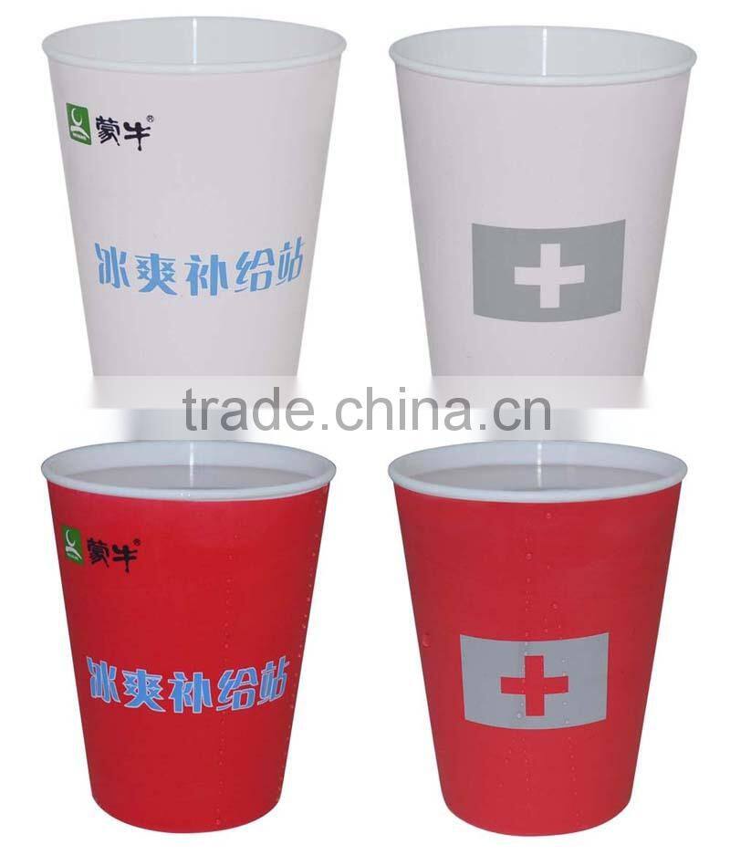Cold reactive color change plastic coffee cup with customized logo