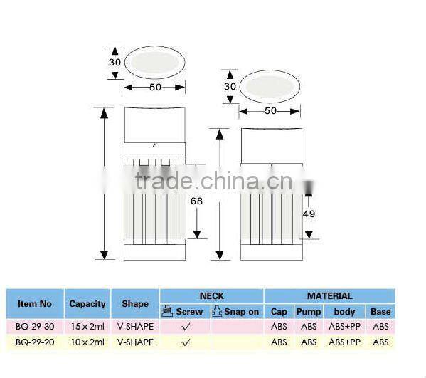 v shape cosmetic tube with pump