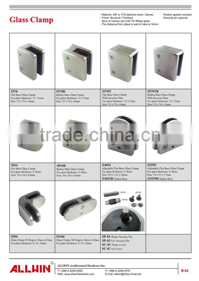 High Quality Zinc Glass Clamp