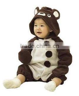 cute baby thickening plush clothes with hat/cute baby penguin shape clothes/wholesale baby clothes