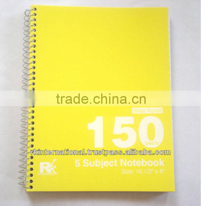 High quality 5 subject spiral notebook