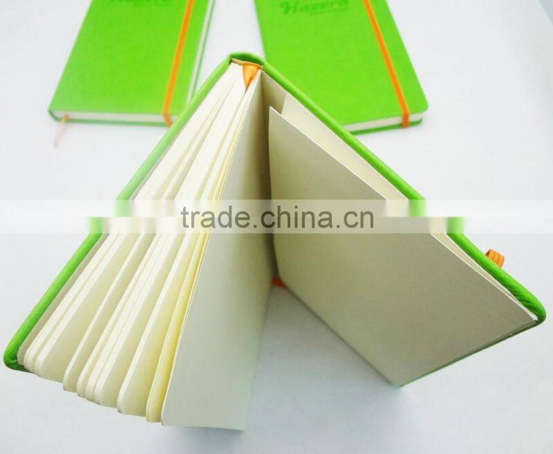 green leather with orange elastic band customized design your own notebook