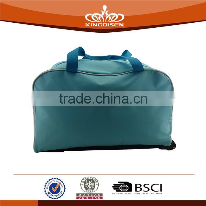 China wholesale light blue 600D trolley luggage bag