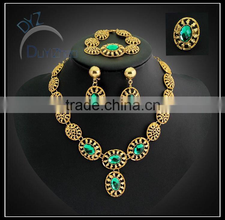 wholesale gold plated colored gemstone jewelry set in China