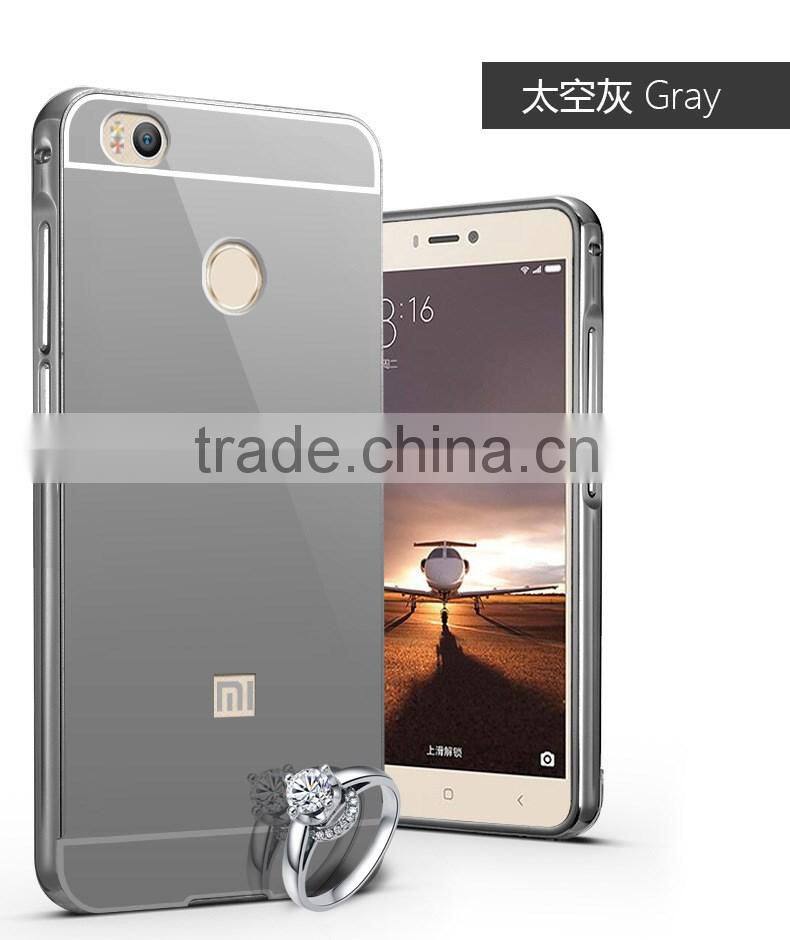 Aluminum Metal Bumper And Mirror PC Back Phone Case Cover For Xiaomi MI 5 For Mi 4S