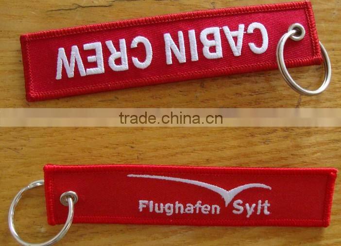 Custom Made High Quality Airlines Pilot Embroidery Jacqaurd Keyring Keychain Gift and Promotion