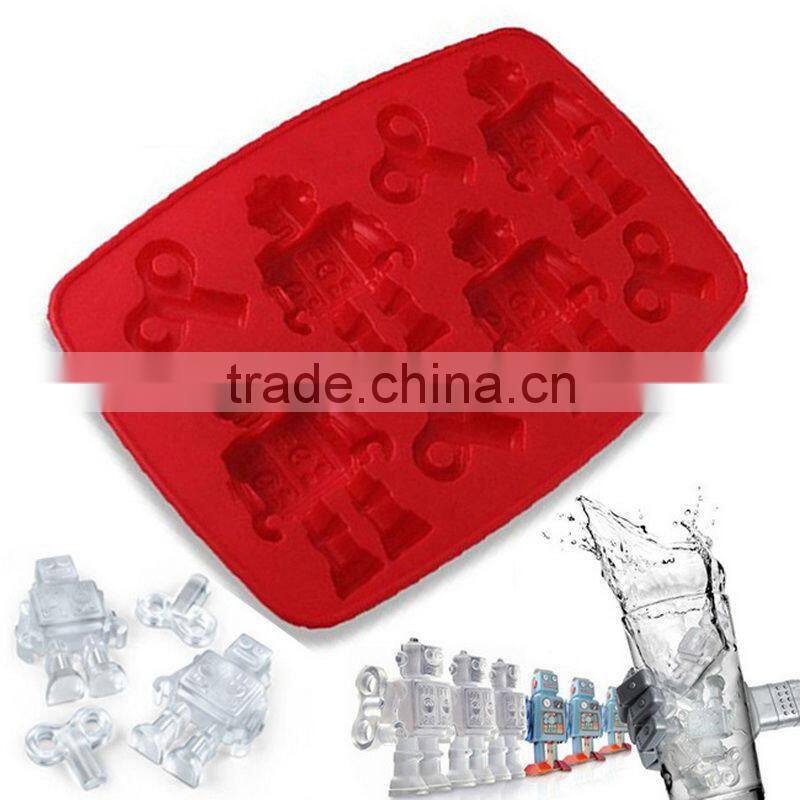 2015 New Design Ice Cream Tools Silicone Robot Chocolate Cake Ice Cream Moulds Summer Ice Tray DIY Mould 19.812.52cm