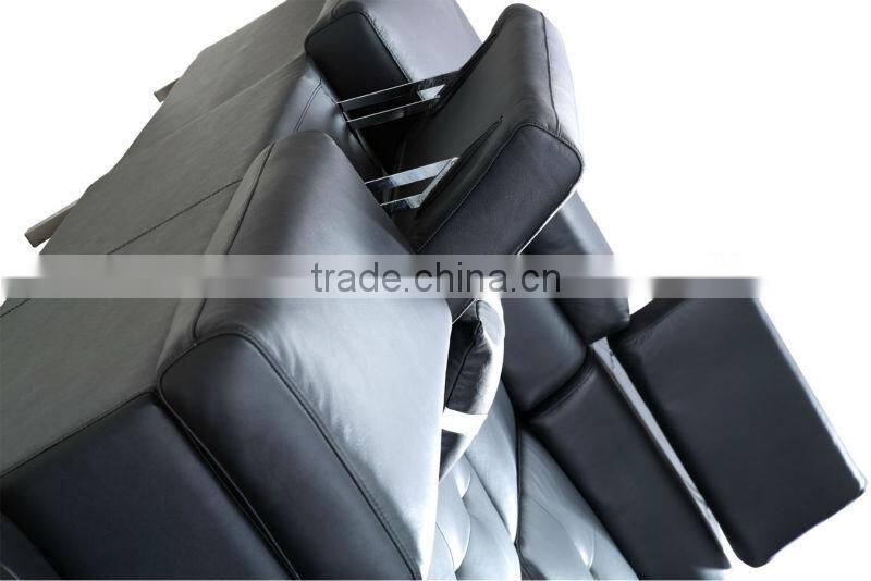 original design genuine Leather corner sofa black color sofa set living room furniture