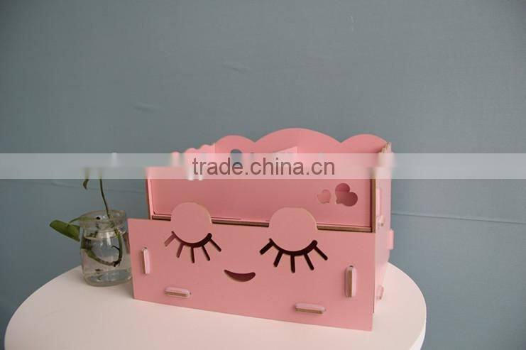 Wholesale pretty pink handmade houseware fold female storage comestic box & organizer for living room