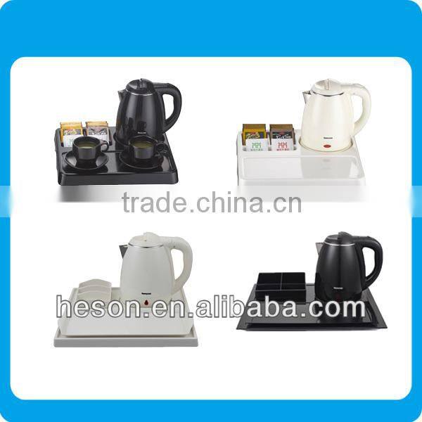 hotel room amenity Hot sale stainless steel inside electric water kettle and welcome teapot tray tea set3