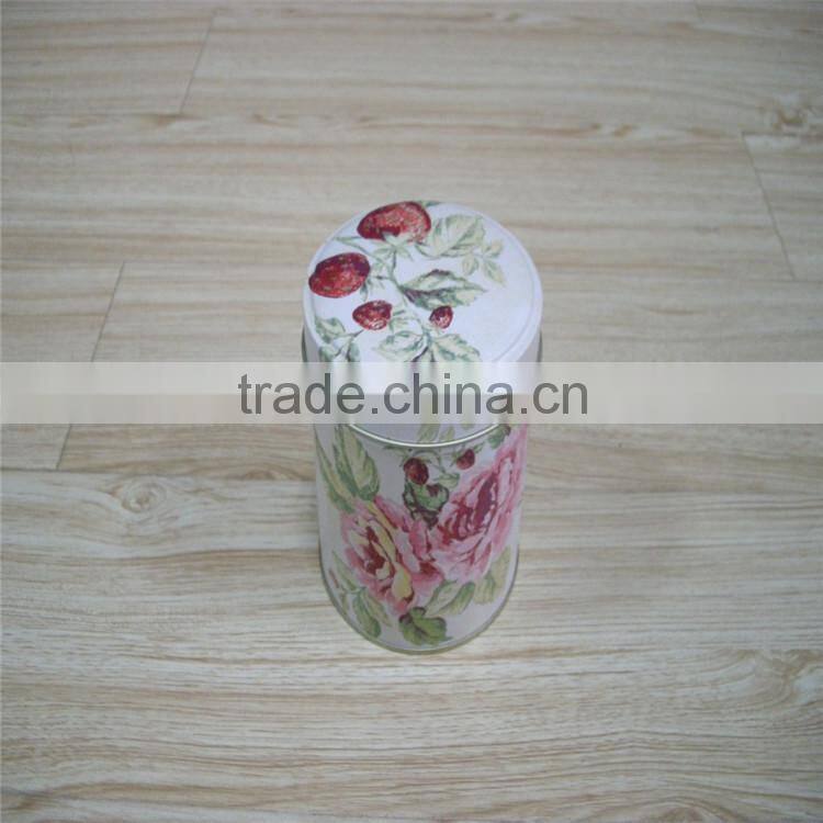 Matte rose pattern round vintage tea tin set