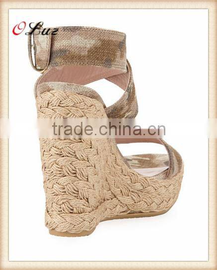 OS18 Summer Sandals fabric cover Wedges rubber outsole Strap Buckle Ankle Strap Pumps Shoes summer collection