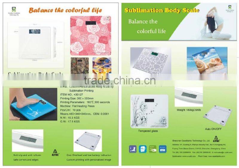Sublimation body scale, high quality body scale, custom bathroom scale, personalized body fat scale