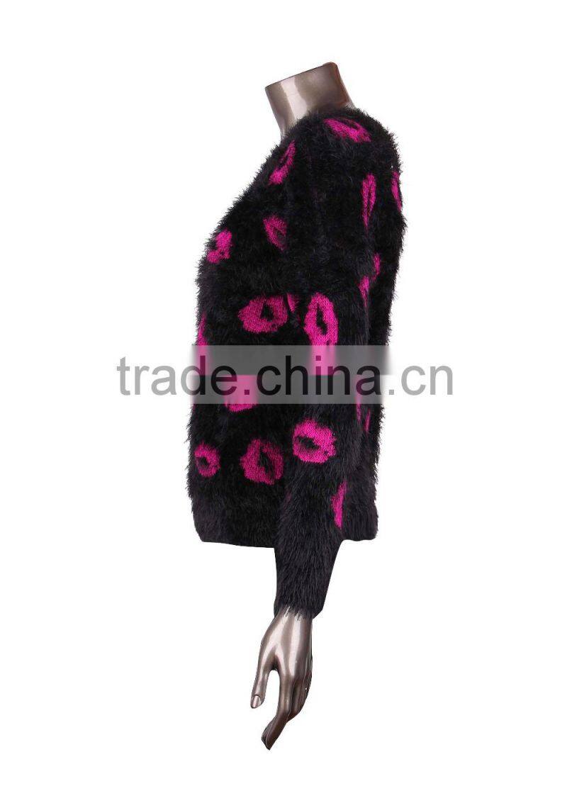 2015 new product lip shape pullover long knitting sweater for lady