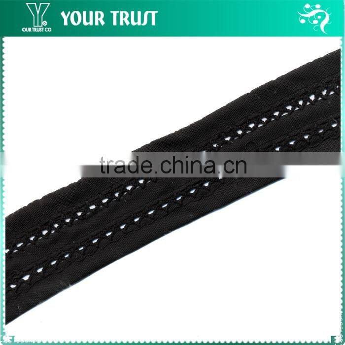 Width 1.2 Centimeter Black Silver Metallic Nylon Braid Trimming