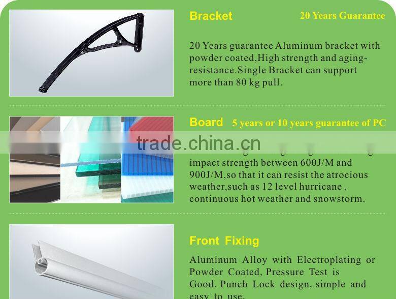 Durable aluminum awning roof bracket rain protection for windows