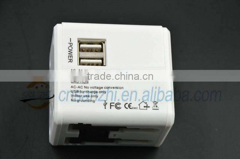 universal all travel charger ,2 port usb All in one universal international plug adapter 2 usb port