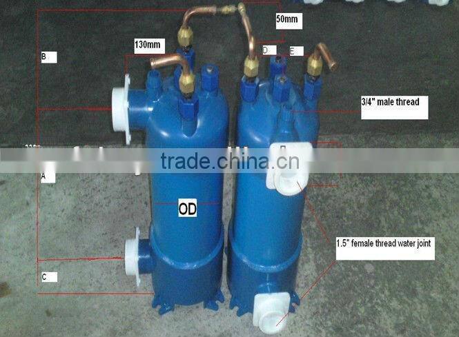 Heat exchanger for swimming pool with PVC shell titanium coil