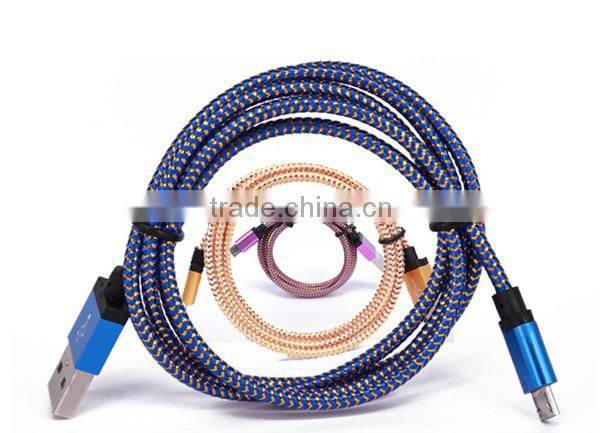1M 3ft 2M 6ft 3M New cable Wave Braided Aluminum USB Charger Cable Nylon Micro Data Alloy Metal Charger AdapterWire for Samsung